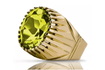 Klasyczny Vintage Pierścionek Żółty Perydot 14k żółte złoto vrc048y